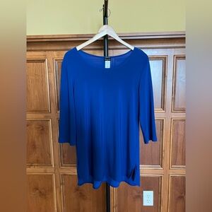 Caribe Tunic with 3/4 Sleeves Royal Blue Size M